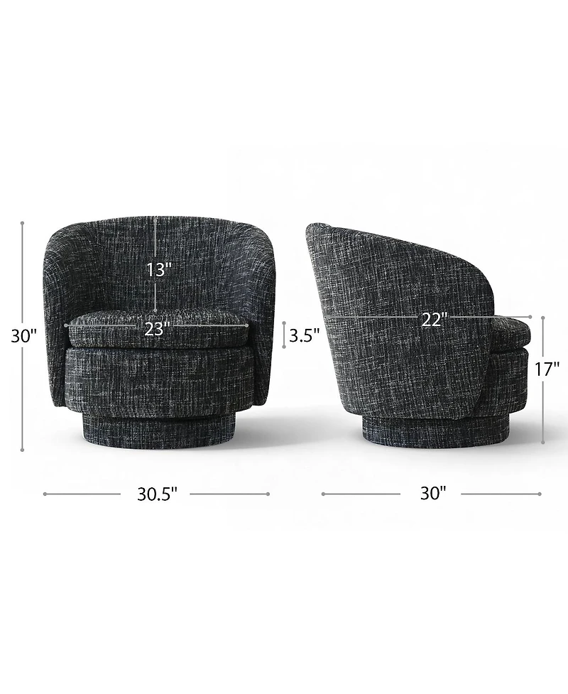 Maison Boucle 30.5 Modern Swivel Barrel Accent Chair, Upholstered Armchair, 1 Pc