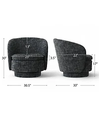 Maison Boucle 30.5 Modern Swivel Barrel Accent Chair, Upholstered Armchair, 1 Pc