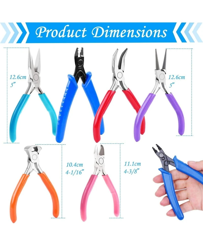 Gnuadz Jewelry Making Tools Set 6pc Round Nose Pliers Wire Cutters Crimper End Nippers Beading Craft Kit