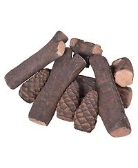 Gouun 9-Piece Ceramic Gas Fireplace Log Set with Realistic Wood Grain Texture