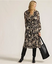 Lands' End Women's Lurex Shadow Stripe Midi Dress