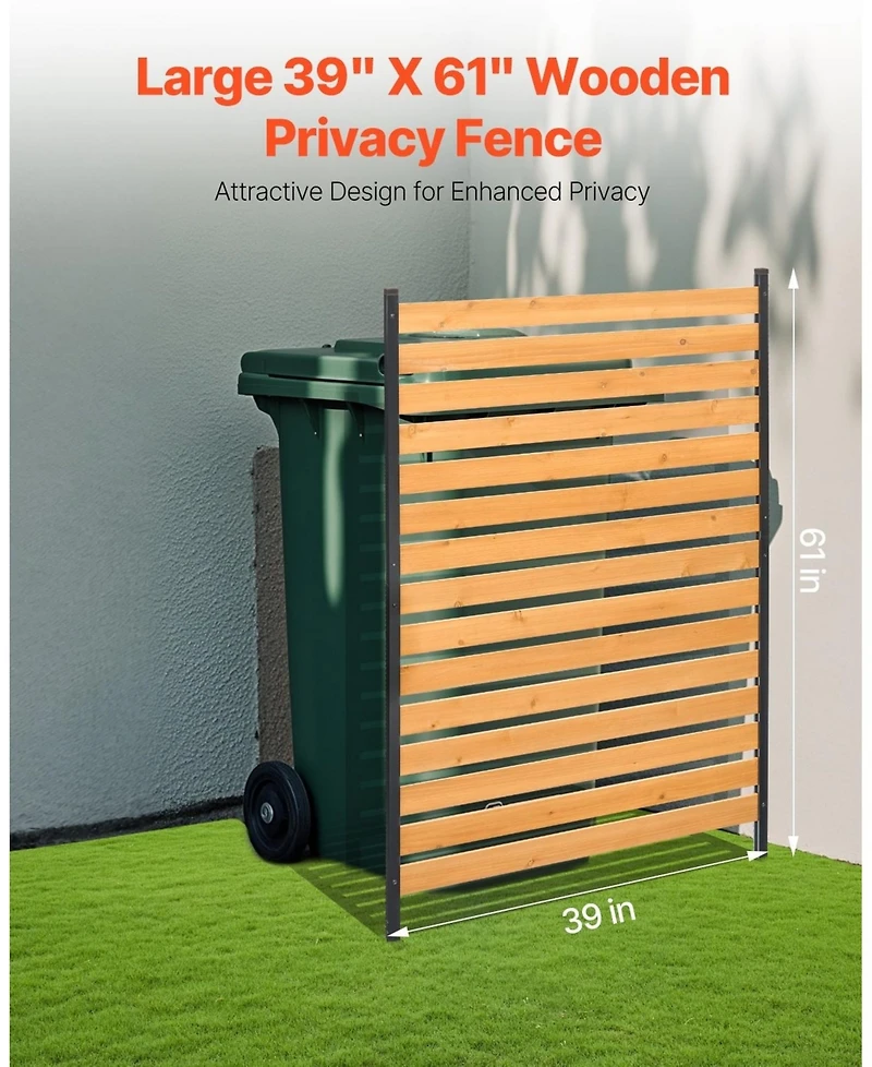 Sugift Wood Privacy Screen 39in x 61in 1-Panel Outdoor Fence for Garden and Pool Area