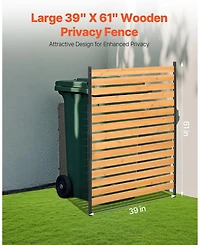 Sugift Wood Privacy Screen 39in x 61in 1-Panel Outdoor Fence for Garden and Pool Area