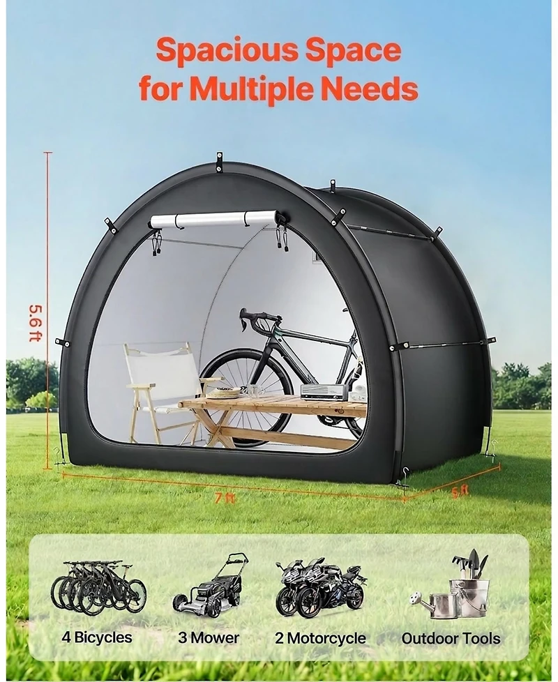 Sugift Waterproof 4-5 Bike Storage Tent with High Strength Fiberglass Frame for Outdoors
