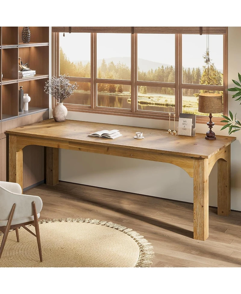 Tribesigns Solid Wood 2-Person Desk, 79-Inch Extra Long Desk, Double Computer Writing Table, Farmhouse Large Table Writing Workstation