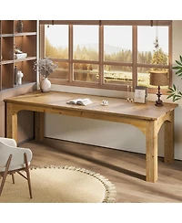 Tribesigns Solid Wood 2-Person Desk, 79-Inch Extra Long Desk, Double Computer Writing Table, Farmhouse Large Table Writing Workstation