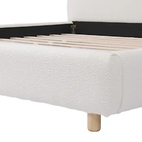 Streamdale Furniture Boucle Queen Upholstered Bed, Curved Headboard