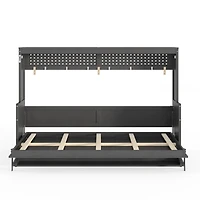 Streamdale Furniture Full Size Murphy Bed with a desk, Usb Charging Station, Led Lights