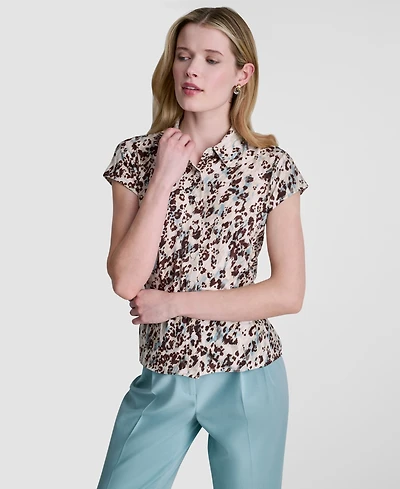 Dkny Women's Cap-Sleeve Printed Top
