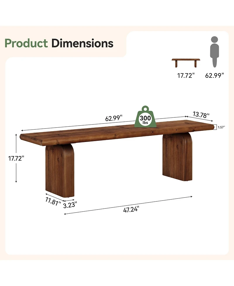 Tribesigns Solid Wood Entryway Bench, Farmhouse Indoor Wooden End of Bed Bench