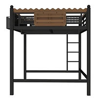 Streamdale Furniture Metal Loft Bed with Shelves and Ladder