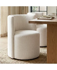 Maison Boucle Textured Fabric Swivel Barrel Accent Dining Chair With Casters 1 Pc