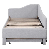 Streamdale Furniture Twin Size Upholstered L-Shaped Upholstered Daybed with Pop Up Trundle