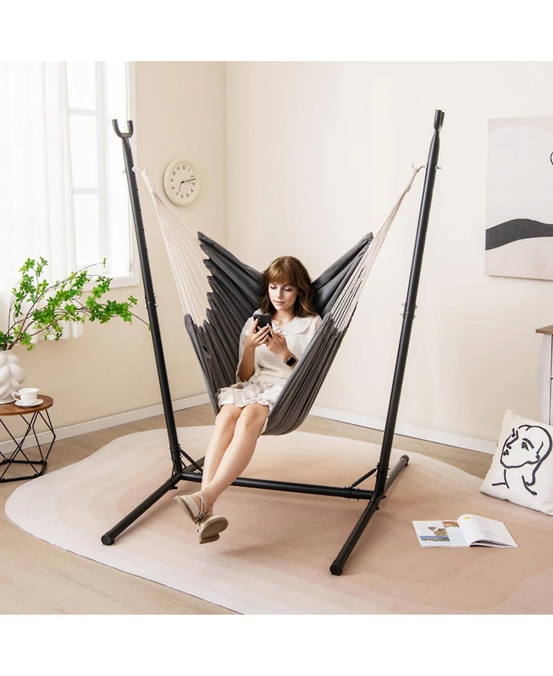 Gouun Hammock Chair with Stand, 6-Position Adjustable Height and Side Pocket