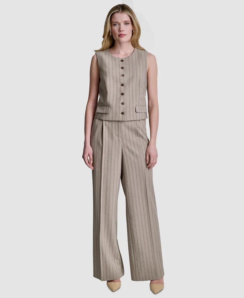 Dkny Women's Pinstripe Button Front Vest