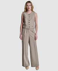 Dkny Women's Pinstripe Button Front Vest