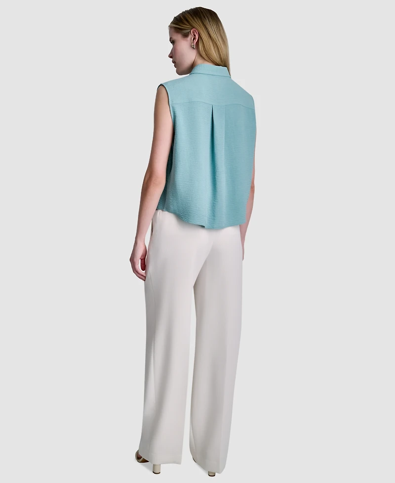 Dkny Women's Sleeveless Collared Top