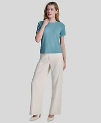 Dkny Women's Short-Sleeve Knitted Top