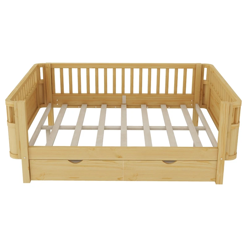 Streamdale Furniture Full Wood Platform Bed with Rails