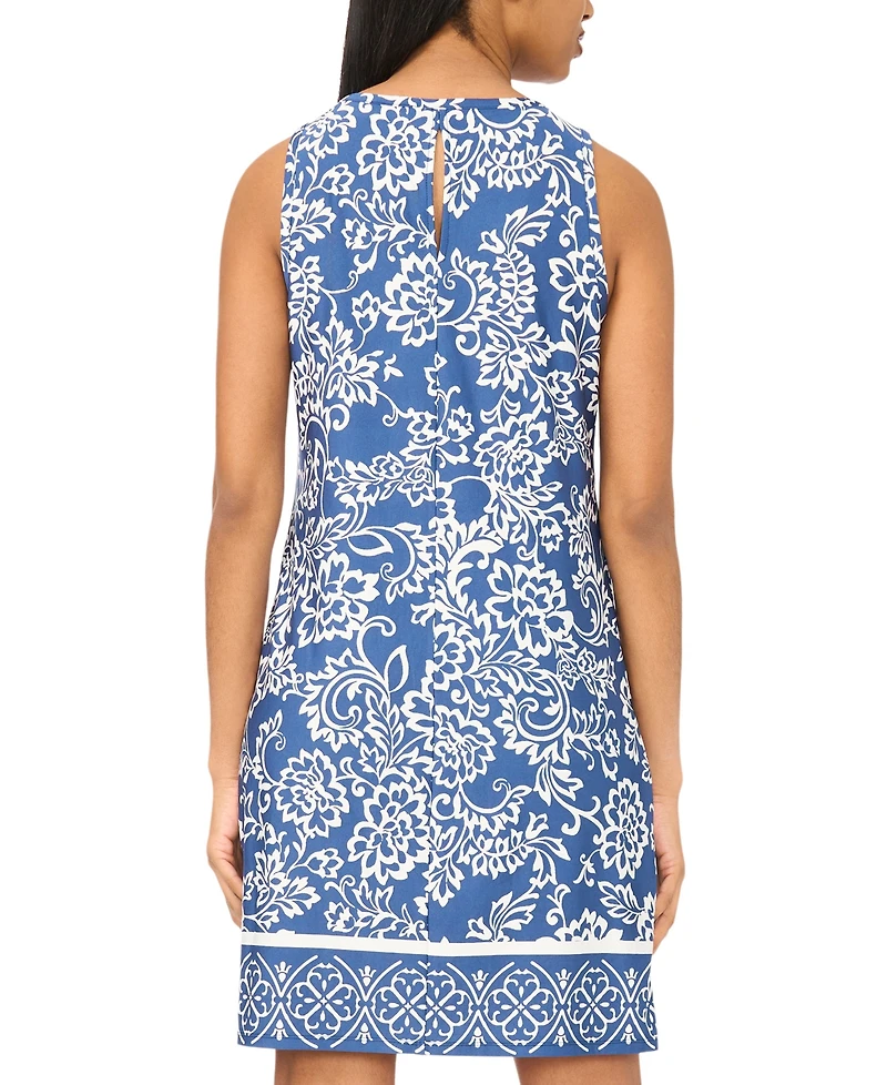 Msk Women's Floral Border-Hem Jersey Knit Dress