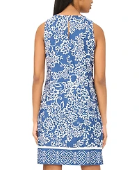 Msk Women's Floral Border-Hem Jersey Knit Dress