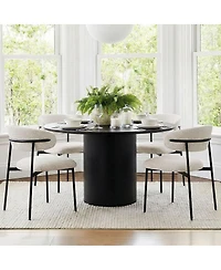 Maison Boucle Set of 2 Modern Textured Upholstered Dining Chairs with Curved Back