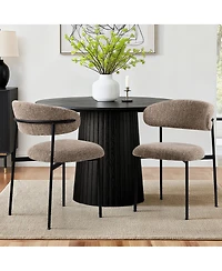 Maison Boucle Set of 2 Modern Textured Upholstered Dining Chairs with Curved Back