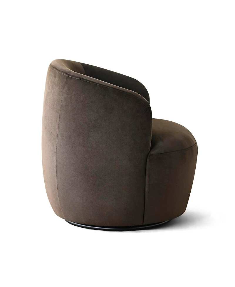 Maison Boucle Velvet Swivel Barrel Accent Chair 27 Inch Wide Upholstered 1 Piece