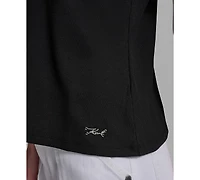 Karl Lagerfeld Paris Petite V-Neck Polo Collar Top