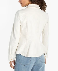 Liverpool Los Angeles Women's Striped Collared Neck Trucker Jacket