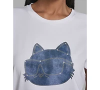 Karl Lagerfeld Paris Petite Short-Sleeve Crewneck T-Shirt