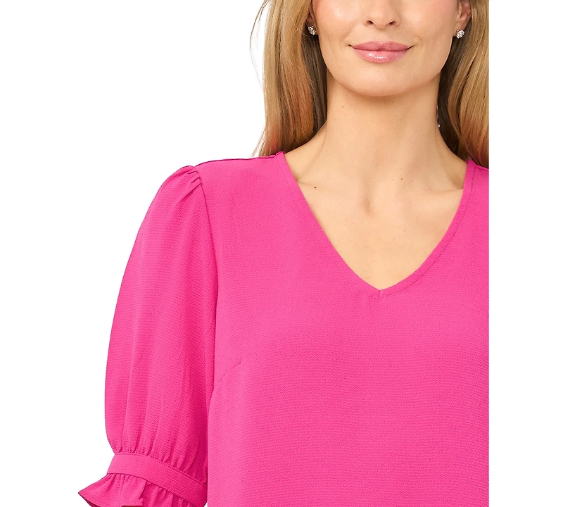 CeCe Women's Elbow-Sleeve V-Neck Blouse
