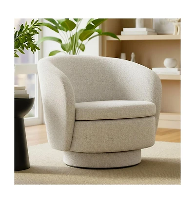 Maison Boucle 30.5" Swivel Barrel Accent Chair, Round Upholstered Armchair, 1 Pc
