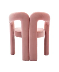 Rainsken Velvet Accent Chair Set of 2, Barrel Chairs with Curved Backrest and Elephant Feet for Living Room Decor