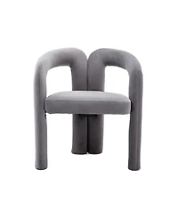 Rainsken Luxury Velvet Upholstered Barrel Chair Set of 2, Side Chairs Featuring Curved Back and Elephant Feet for Living Room