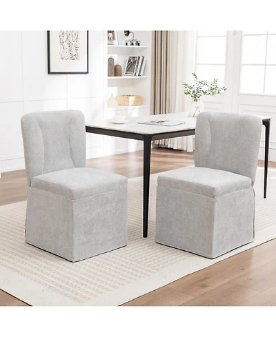 Rainsken Linen Dining Chairs Set of 2, Modern Fabric Side Chairs with Padded Seat and Backrest, Armless Upholstered Chairs for Kitchen, Living Room