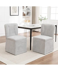 Rainsken Linen Dining Chairs Set of 2, Modern Fabric Side Chairs with Padded Seat and Backrest, Armless Upholstered Chairs for Kitchen, Living Room