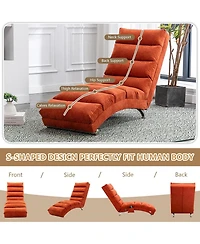 Rainsken Luxury Upholstered Chaise Lounge Chair with Gentle Vibration Function, Linen Leisure Recliner for Living Room