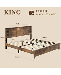 Streamdale Furniture Storage Bed with Charging Station and Led Lights