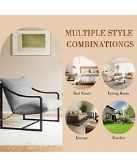 gaomon Set of 2 Sling Accent Chairs, Removable Cushion, Lounge Chairs for Living Room, Bedroom, Patio, Easy Assembly