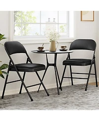 gaomon 6-Pack Folding Chairs with Padded Cushion and Back, Pu Leather, Stackable, Portable for Dining, Office, Indoor/Outdoor