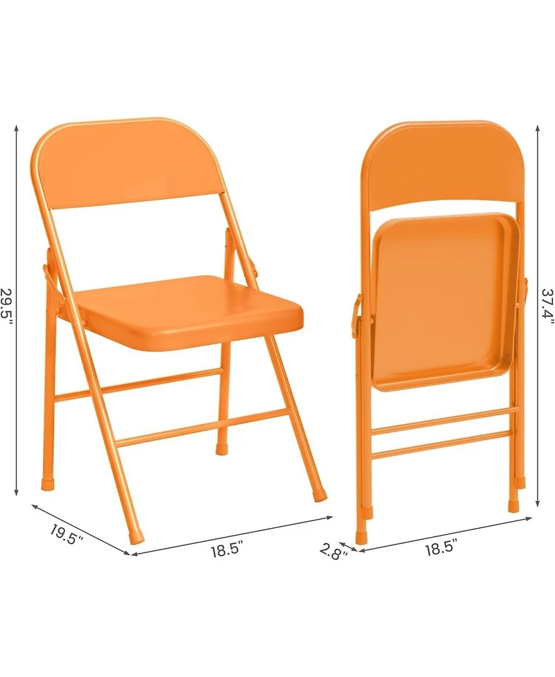 gaomon 8-Pack All-Steel Folding Chairs with Backrest, Heavy Duty Metal, 350 lb Capacity, Portable for Indoor/Outdoor