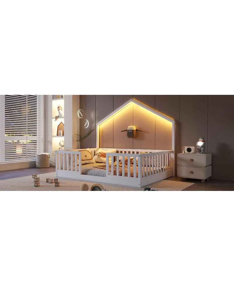 Streamdale Furniture Wooden Montessori Floor Bed with Light