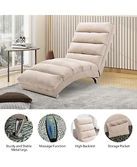 Rainsken Luxury Upholstered Chaise Lounge Chair with Gentle Vibration Function