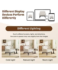 Rainsken Modern Accent Chair, Mid-Century Modern Armchair, Upholstered Lounge Chair with Solid Wood Legs for Living Room