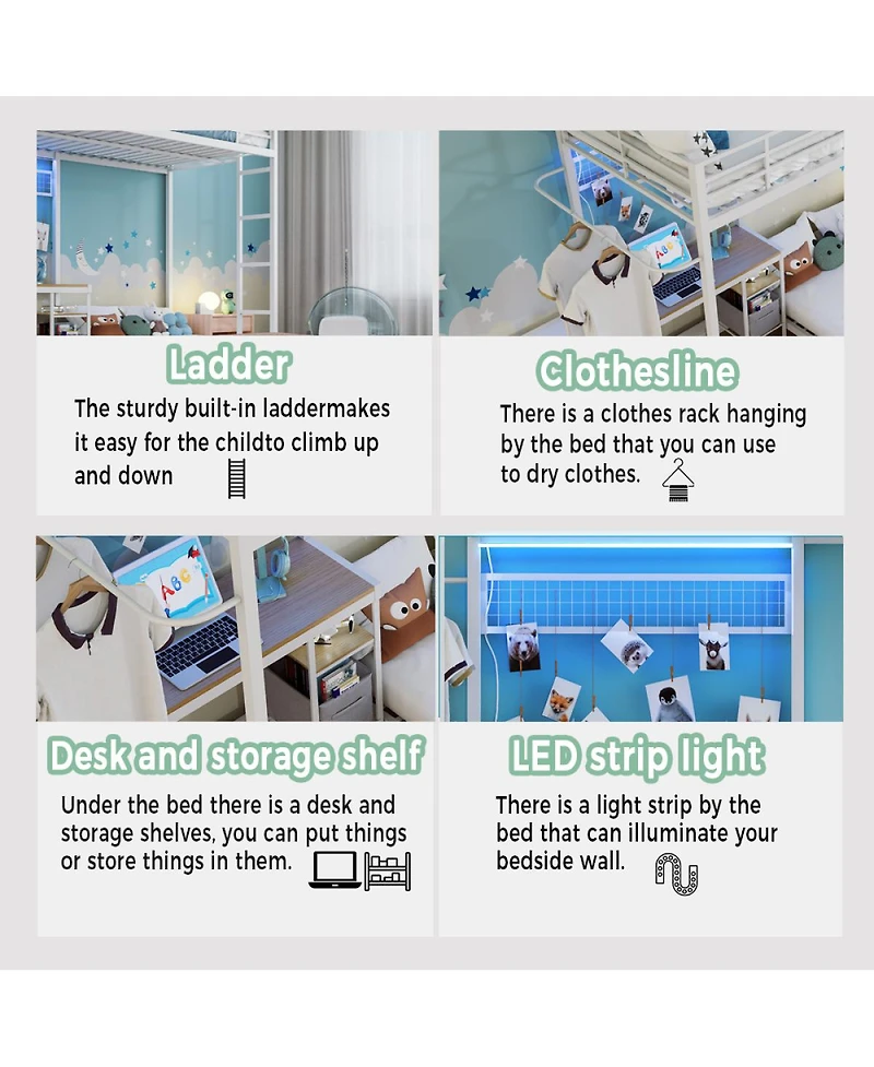 Streamdale Furniture L-Shaped Twin Bunk Bed w/ Desk, Storage