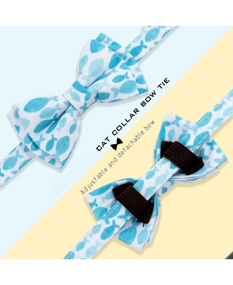 Aronkl 2 Pack Cat Collar Set with Bow Tie Bandana Breakaway Safety Bell Adjustable