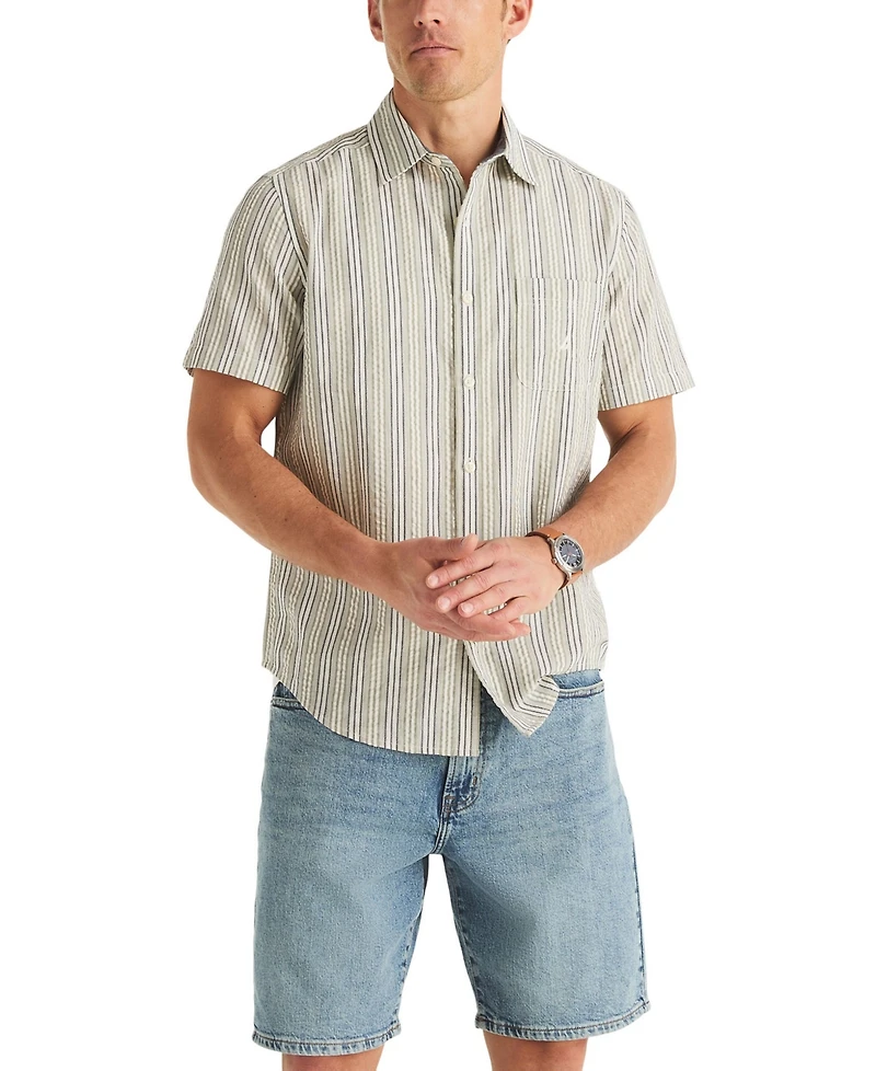 Nautica Men's Seersucker Stripe Classic-Fit Short-Sleeve Shirt