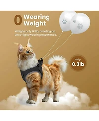 Aronkl Escape Proof Cat Harness and Leash Set Adjustable Lightweight Soft Vest with Reflective Strip for Walking