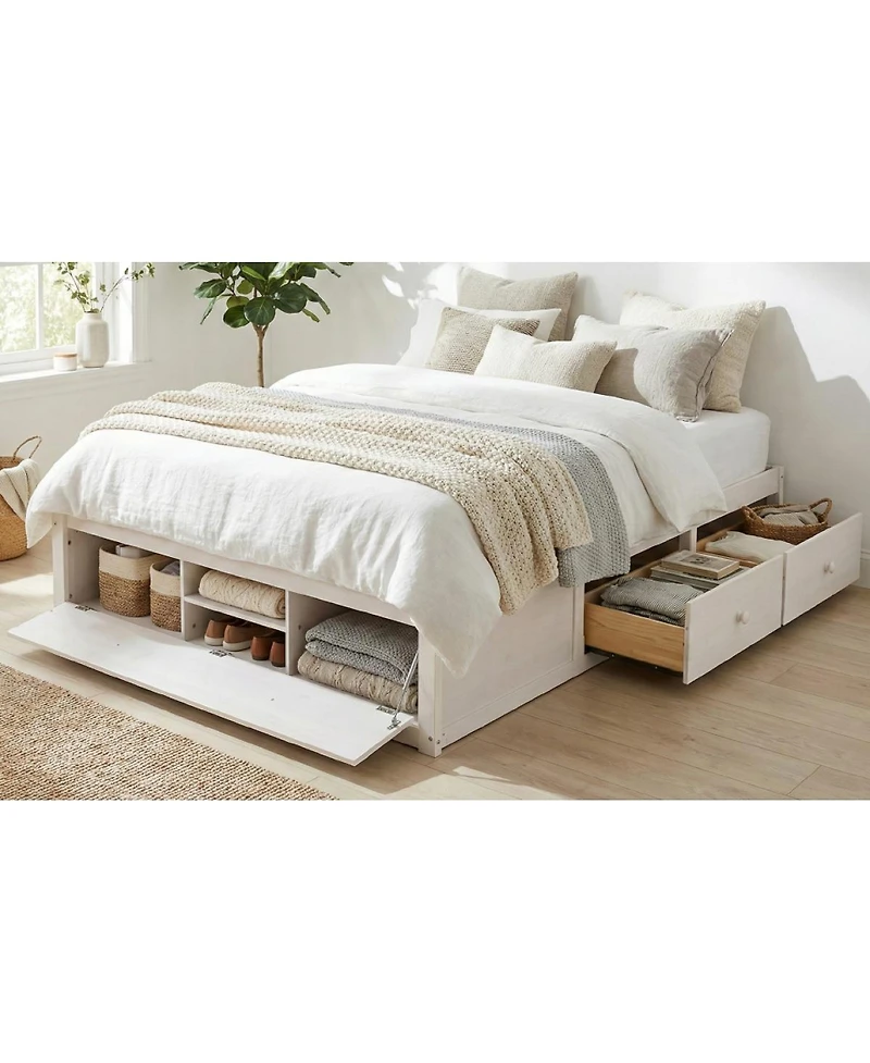 Streamdale Furniture Platform Bed w/ 4 Drawers and Lift Storage, No Headboard